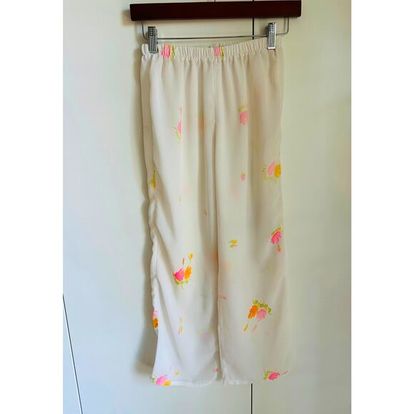 Vintage Sheer Floral Print Capri Style Pant Pj Pants Size 4 Coquette ballerina - Picture 2 of 6